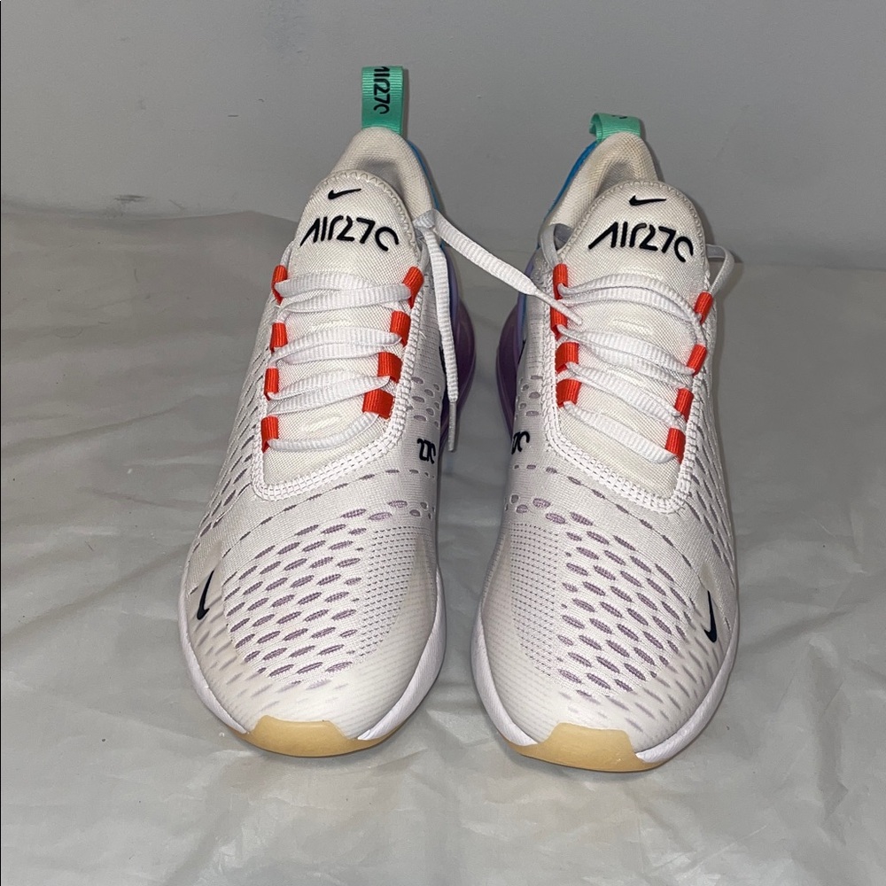 Nike Air Max 270 White with Orange and Purple Accents